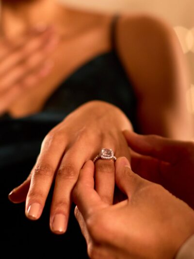 Close Up Of Loving Couple Celebrating Engagement At Party Together Close Up Of Loving Couple Celebrating Engagement At Party Together